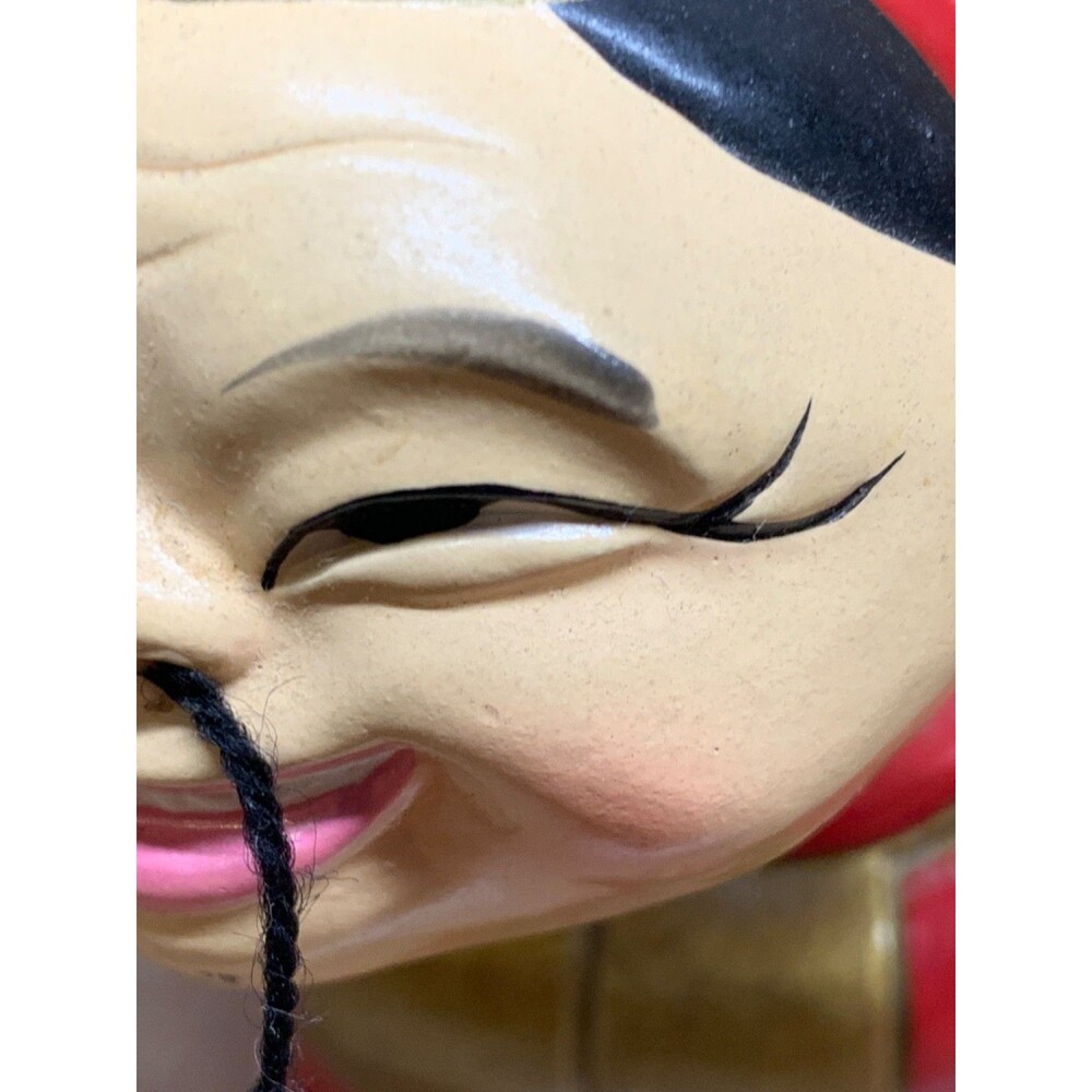 Vintage Bobble Head Nodder Bank Asia Japanese Wooden Ceramic Shelf Sitter - Picture 4 of 16
